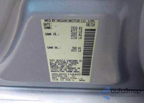 2015 Nissan Altima 2.5 S from USA, damaged, VIN 1N4AL3APXFC158402